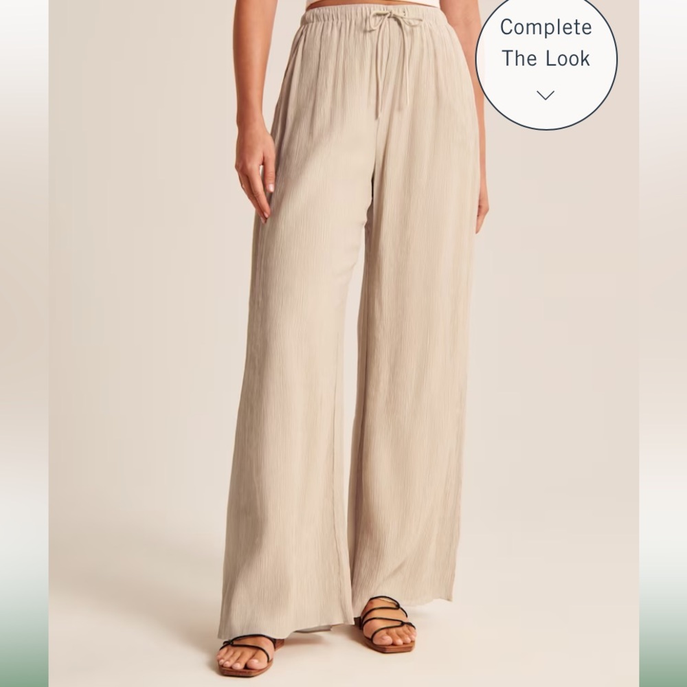 Abercrombie Crinkle textured Pull on Wide leg pant